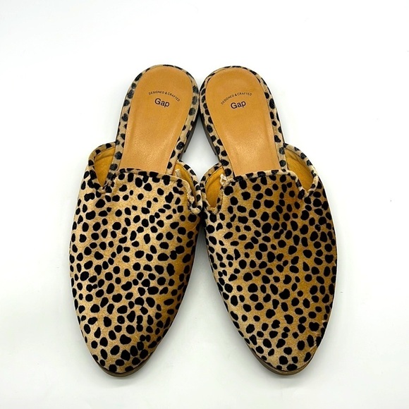 Gap - Tan And Black Cheetah Velvet Slip On Mules Size 8 - Picture 1 of 16